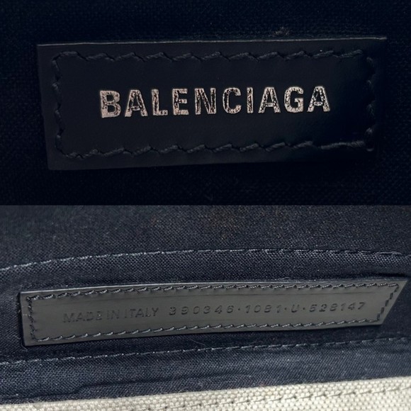 Balenciaga Navy Cabas XS Tote Bag White - Picture 5 of 8